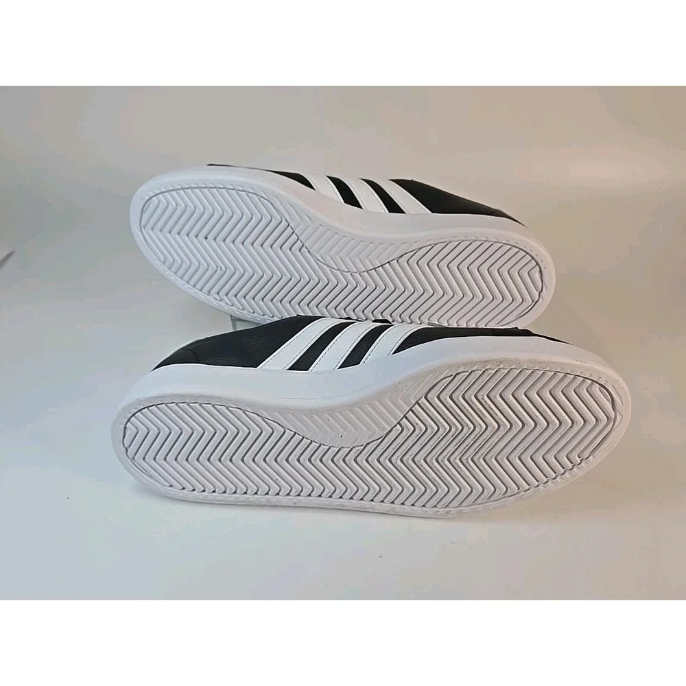 Adidas Mens Size 9.5 Grand Court 2.0 Shoes Black w/ White Stripes GW9195 Sneaker